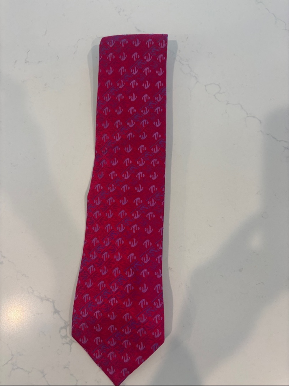 Charvet Raspberry Pink Silk Tie with Lilac Motifs